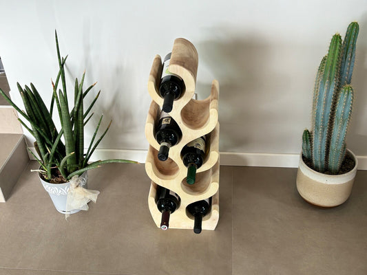 Premium Wine Rack in Solid Acacia Wood – Holds 8 Bottles