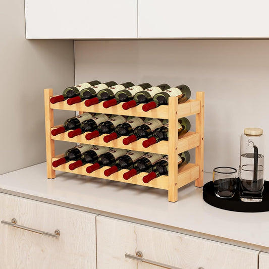 18-Bottle Bamboo Wine Storage Rack
