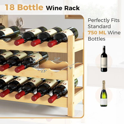 18-Bottle Bamboo Wine Storage Rack