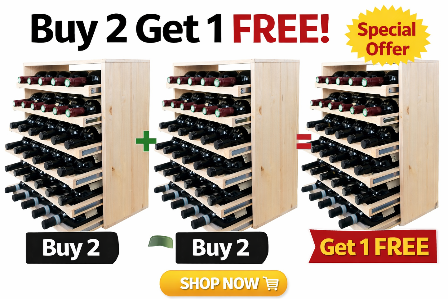 Wine Rack in Wood 36 Bottle