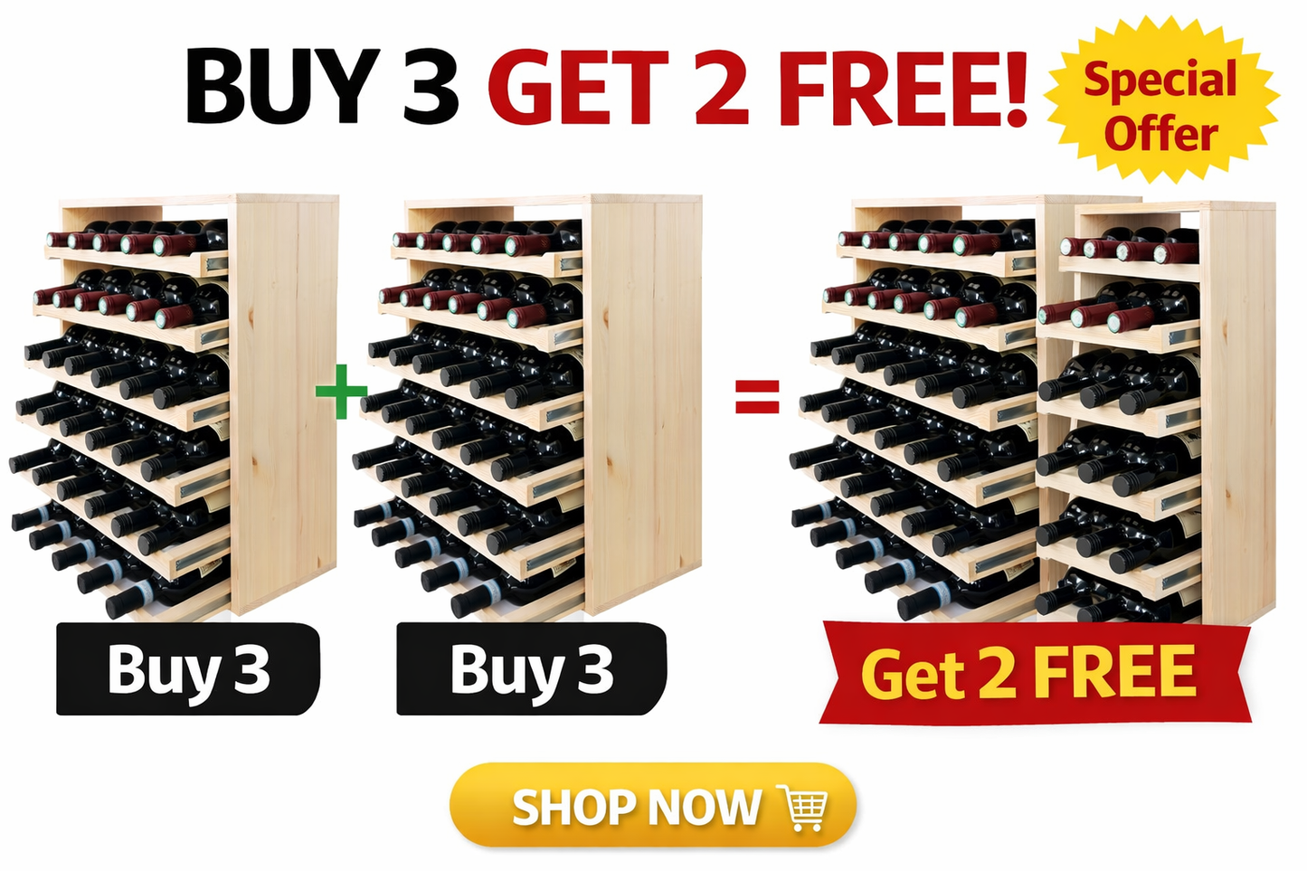 Wine Rack in Wood 36 Bottle
